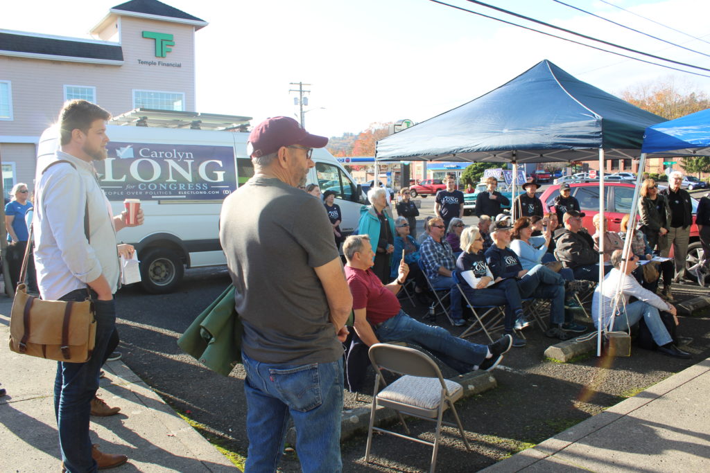A crowd gathers at a 