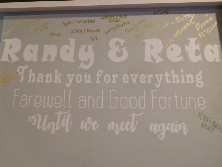 Kenny Shold (not pictured), a Heller&#039;s Restaurant customer for 44 years, created a sign for Heller&#039; supporters to write messages to longtime owners Randy and Reta Heller, who have sold their Washougal restaurant after running it for 31 years.