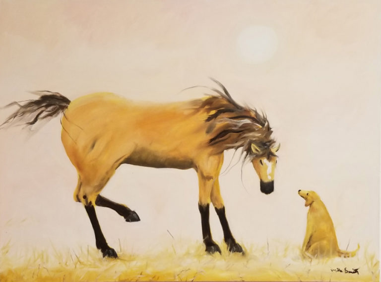 "Friends," an oil painting on canvas by Camas artist Mike Smith, will be one of Smith's paintings hanging at the Attic Gallery in February.