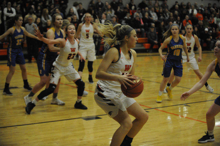 Panther McKinley Stotts looks to make a pass against the Rochester Warriors.