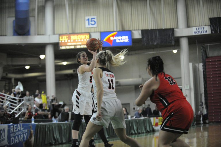 Skylar Bea surprised Clarkston at the start of the semi final game with several long range shots to start the game.  The sophomore is known for her rebounding and post play, but has been working hard on her outside shot.