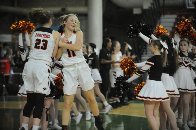 Britney Stotts having fun as the starting lineups are announced during the state championship title game against East Valley.