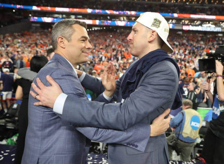 University of Virginia (UV) head coach Tony Bennett (left) thanks Washougal alumnus Ronnie Wideman after a decade long journey to the top of the college basketball world.