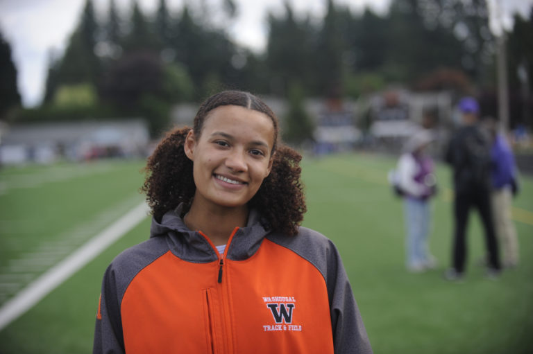 Washougal senior Kiara (Kiki) Kallie ran a personal record time to win the 100 hurdles, earning a return trip to the state meet.