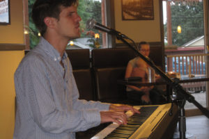 Vancouver musician Mac Potts performs at Washougal Times on July 3.