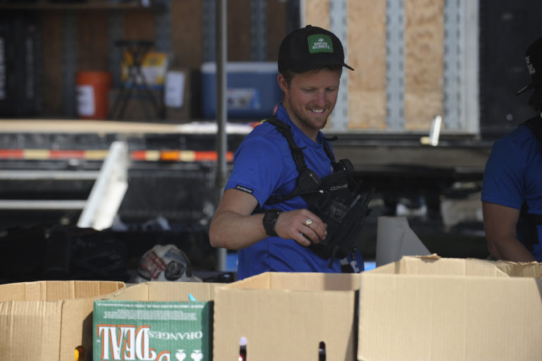 Portland Sprint Race director Tyler Gobin goes through equipment before the big Spartan race at Washougal MX Park.