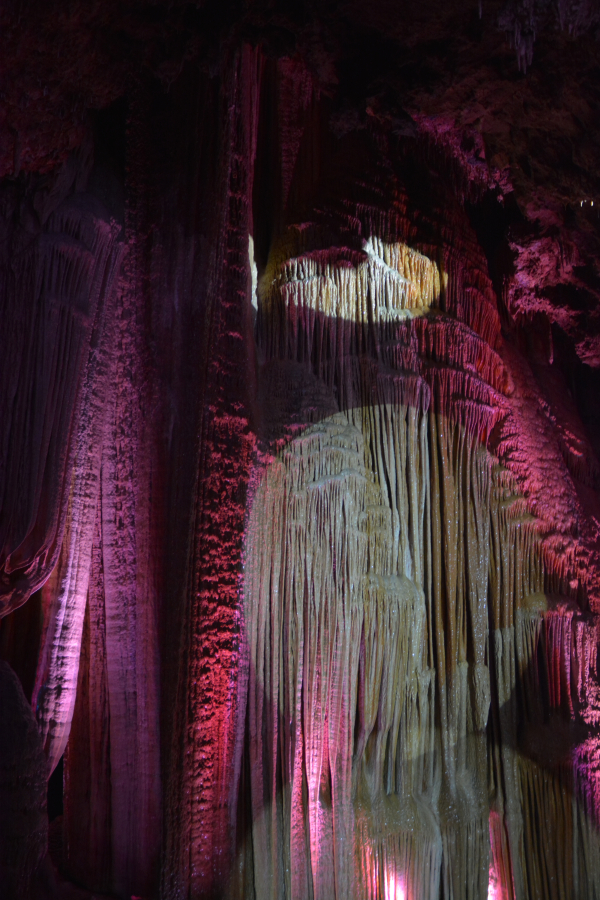 Stalactites hang from the top of a cave at the Meramec Caverns near Stanton, Mo. The caverns were formed from the erosion of large limestone deposits over millions of years. Doug and Julie Norcross of Washougal, and Rick and Bobbi Foster and Arnie Hoag and Linda Wade of Vancouver visited the site during their Route 66 vacation in July.