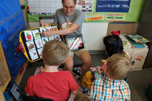Amy Campbell, a special needs educator at Helen Baller Elementary School, teaches children on the first day of the 2019-20 school year. Campbell has been named Washington's 2020 Teacher of the Year and will be considered for the national title. (Contributed photo courtesy of Camas School District)