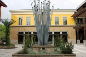 "Rain Diffuser," a sculpture designed and created by Ivan McLean, is installed in the middle of the Washougal Town Square. (Photos by Doug Flanagan/Post-Record)