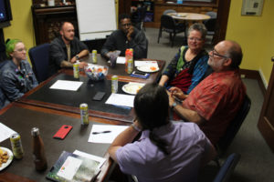 Joe Marshall (left) and Joshua Thomas (right) attend a rehearsal for Our Bold Voices in Vancouver on Friday, Sept. 27. (Photos by Kelly Moyer/Post-Record)
