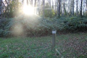 A post separates Kerr Park from a 16-acre parcel of greenspace owned by the Washougal School District. The Washougal city council voted to rezone the parcel to single-family residential earlier this month. (Doug Flanagan/Post-Record)