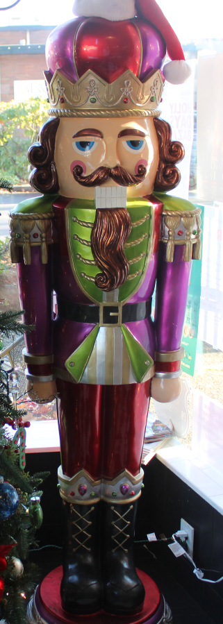 A &quot;Nutcracker&quot; doll is displayed in the front window of Natalia&#039;s Cafe in downtown Camas.