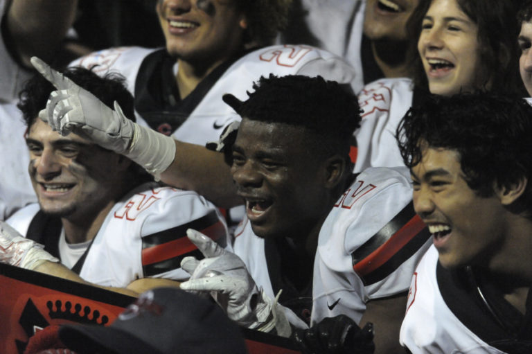 Joyful tears flow as the Camas High School football team enjoys its second state championship victory in four years.
