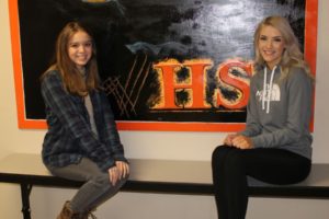 Washogal High School students Maliyah Veale (left) and Briahna Ruth are serving as the school's representatives to the Washougal School District board of directors during the 2019-20 school year. (Doug Flanagan/Post-Record)
