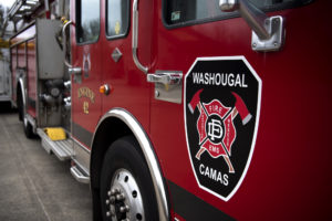 A fire engine is pictured at the Camas-Washougal Fire Department Station 42 in Camas on Friday, Dec. 6, 2019. (Alisha Jucevic/The Columbian) 