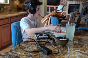 Alex Hugo, 12, works on a Washington Connections Academy "live lesson" from his Camas home. (Contributed photos courtesy of Hugo family)