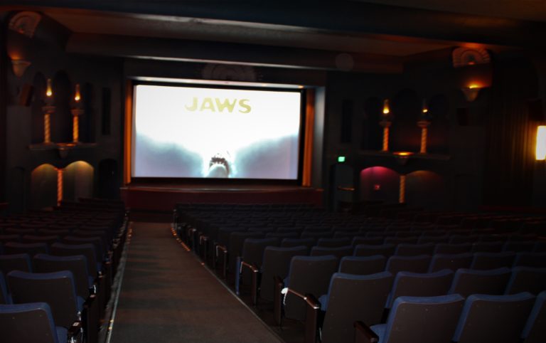 This inside of the Liberty Theatre in downtown sits empty, with several rows blocked off due to COVID-19 restrictions, one hour before the theater's first show in seven months on Friday, Oct. 9.
