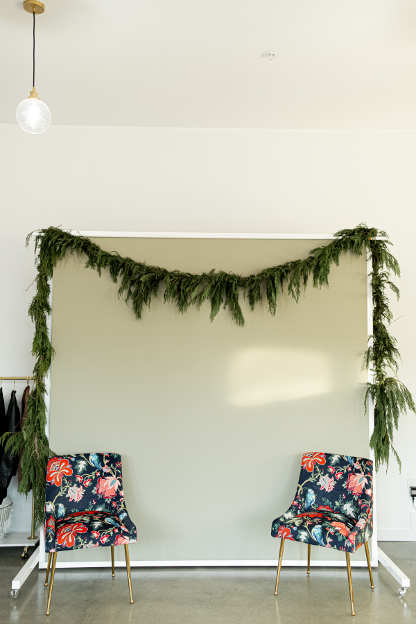 Contributed photo courtesy Olivia Peabody 
 The backdrop wall that Olivia Peabody uses for photo shoots at Eden Collective in downtown Washougal is currently decorated for the holidays.