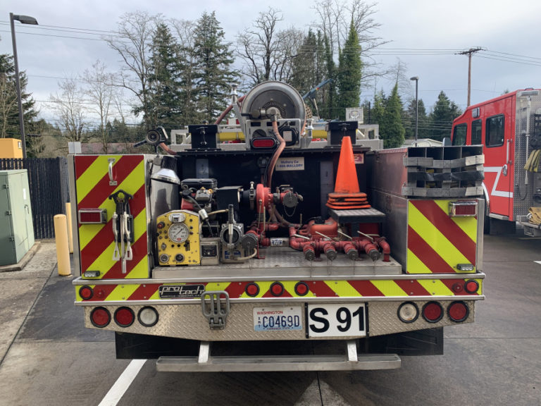 East County Fire and Rescue&#039;s new squad vehicle, parked outside ECFR Fire Station 91 in Fern Prairie, north of Camas, on Thursday, Jan.