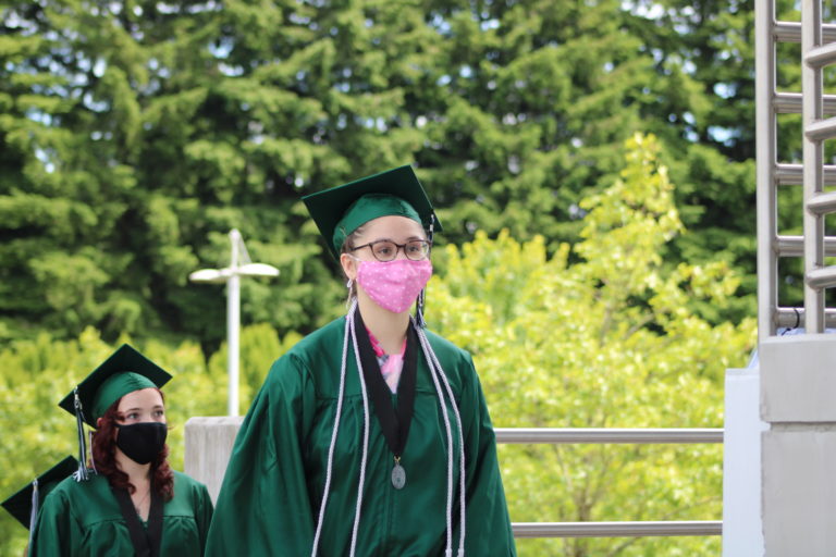 Hayes Freedom High School celebrates its class of 2021 at an in-person graduation ceremony held Saturday, June 12, 2021, at Doc Harris Stadium in Camas. (Kelly Moyer/Post-Record)