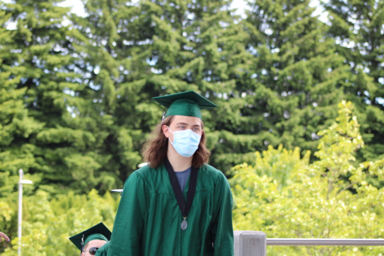 Hayes Freedom High School celebrates its class of 2021 at an in-person graduation ceremony held Saturday, June 12, 2021, at Doc Harris Stadium in Camas. (Kelly Moyer/Post-Record)