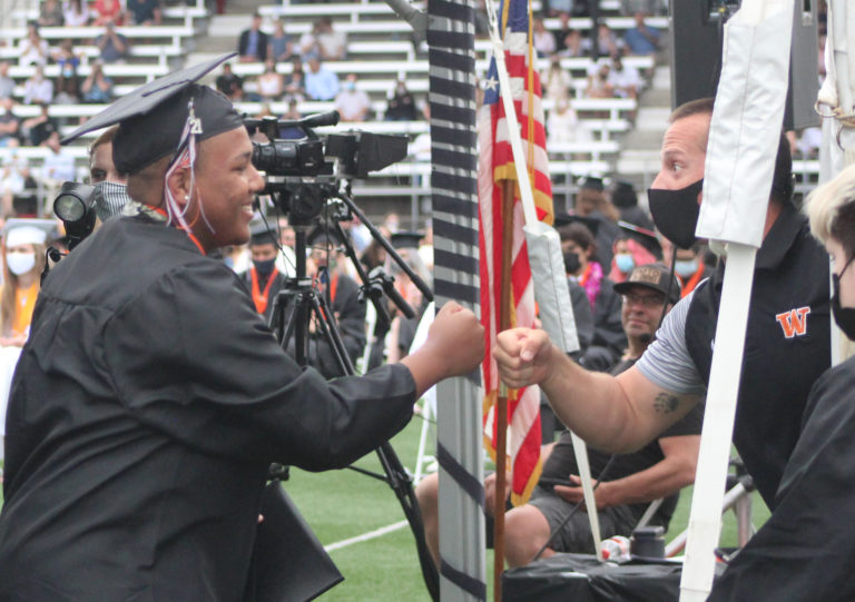 Washougal High School celebrates its class of 2021 at an in-person graduation ceremony held Saturday, June 12, 2021, at Fishback Stadium in Washougal. (Doug Flanagan/Post-Record)