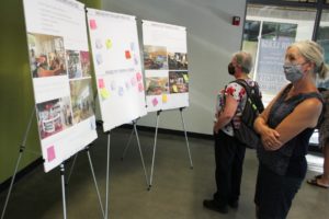 Doug Flanagan/Post-Record
Attendees look at sign boards during an informational presentation about the new Washougal library on Thursday, July 29. (Doug Flanagan/Post-Record)