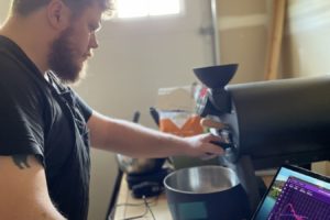 Washougal resident Greg Moore roasts coffee in his garage on Sept. 26. Moore will launch a coffee roasting business later this fall. (Contributed photo courtesy of Greg Moore)