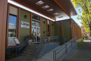 The outside of Camas City Hall in downtown Camas is pictured on April 14, 2020. (Contributed photo by Amanda Cowan/The Columbian files)