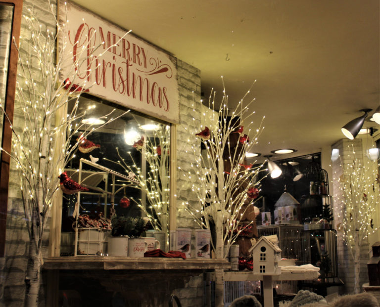 A window display inside Camas Antiques wishes passersby a “Merry Christmas” during the city of Camas’ 2021 Hometown Holidays event on Friday, Dec. 3, 2021. (Kelly Moyer/Post-Record)