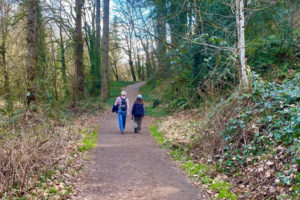 People walk along the Lacamas Creek Trail in Camas on Feb. 13, 2022. (Kelly Moyer/Post-Record files)