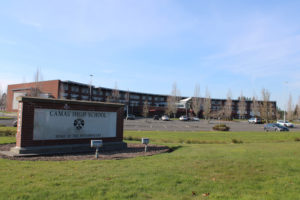 Kelly Moyer/Post-Record files
A sign welcomes visitors to Camas High School on March 16, 2021.