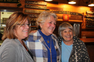 Washougal mayoral candidate Molly Coston (center) celebrates her election lead with Washougal City Councilwoman Joyce Lindsay (right) and Cathy Morton (left) at 54 40 Brewing on Nov. 8, 2017. (Kelly Moyer/Post-Record files)