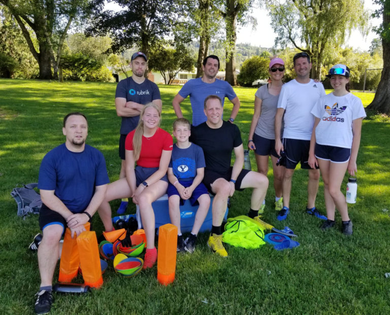 Members of the Goot Times Ultimate team gather at Goot Park in Camas in 2022.