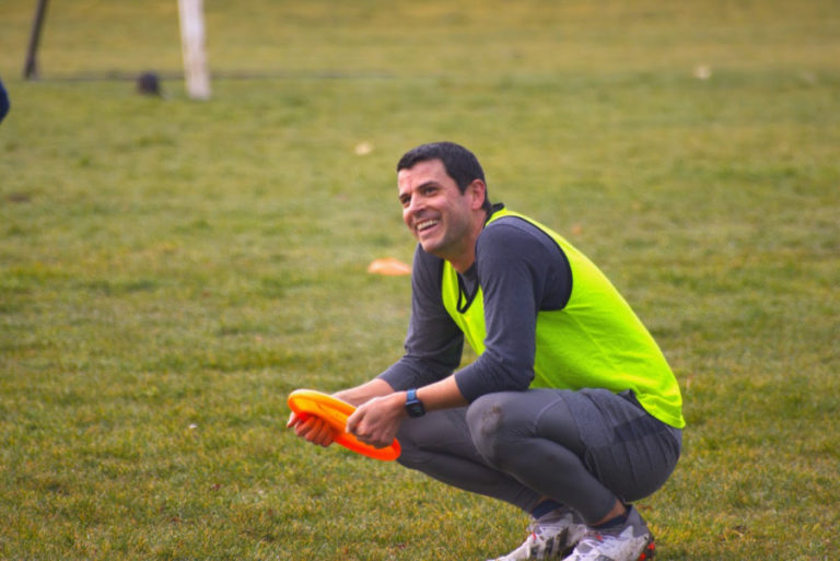 Elijah Delavar, a member of the Goot Times Ultimate team, holds a flying disc at Goot Park in Camas in 2022.