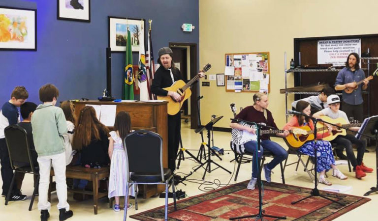 Former Washougal resident Jeffree White (center) performs during a Washougal School of Music concert at the Washougal Community Center. The Washougal Art and Culture Alliance in September 2022 named White its 2022 Artist of the Year.