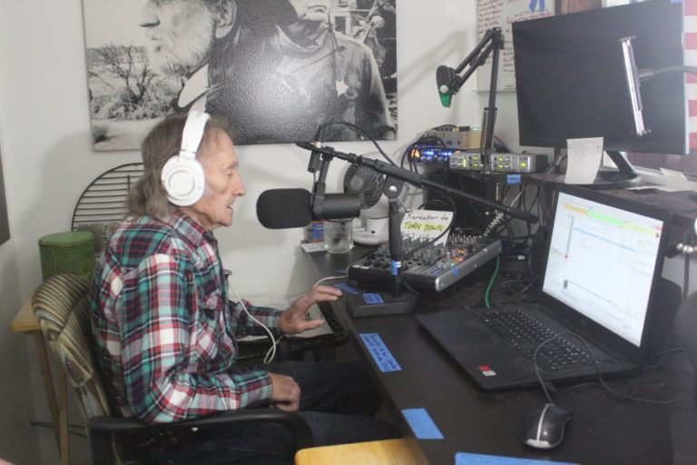 Doug Flanagan/Post-Record 
 Washougal resident Ron Chant sings one of his songs at the Outlaw Country Radio station in Washougal on Monday, Jan. 23.