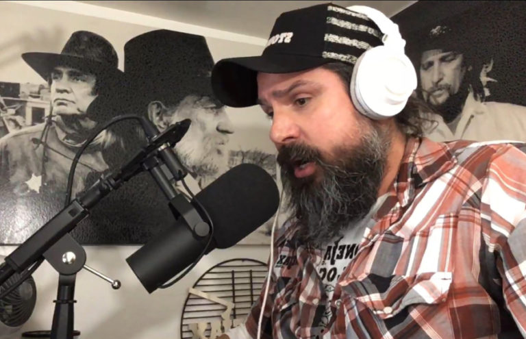 Screenshot by Doug Flanagan/Post-Record 
 Sam Morris, also known as &quot;DJ Hondo,&quot; introduces &quot;Worn Out Cowboy Blues,&quot; written by Washougal resident Ron Chant and perfromed by Dennis Lowery, on Wednesday, Jan. 18.