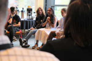 Washougal High School students (from left to right) Jason Carranza, Dawson Sprinkle, Daisha Paz-Mendoza and Sydnee Momakov share student perspectives on school culture, programs and policy with public education leaders from across the United States on Tuesday, March 28. (Contributed photos courtesy of the Washougal School District)