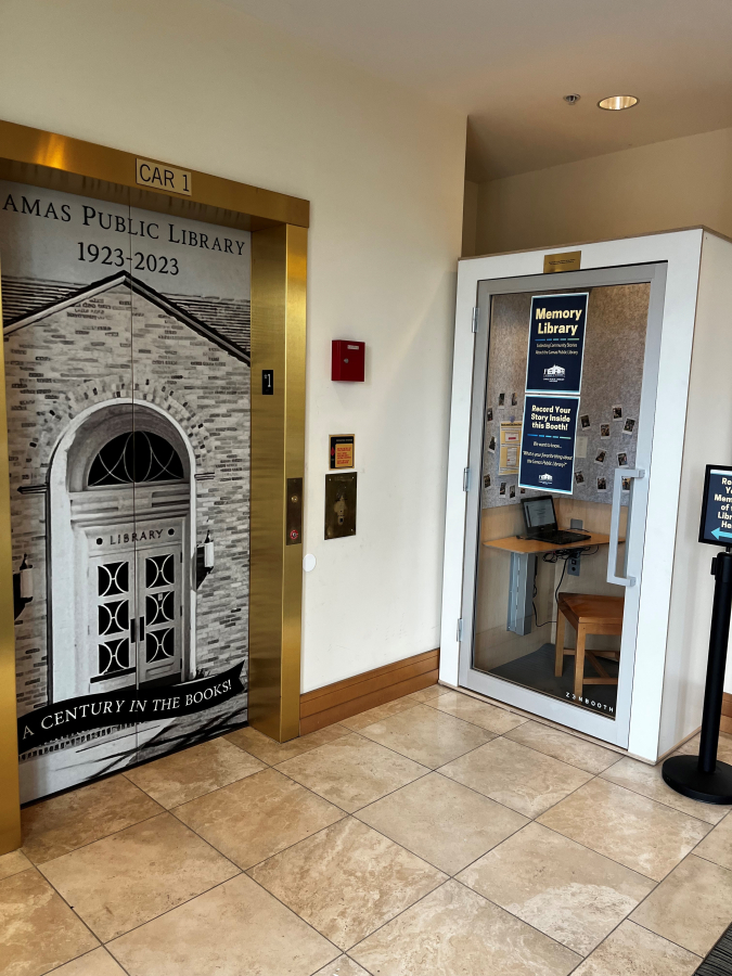 The Northeast Fourth Avenue lobby of the Camas Public Library features 