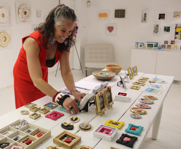 Camas artist Lara Blair arranges her artwork inside "the loft" of her art studio at 411 N.E. Dallas St., in downtown Camas, on Friday, May 5, 2023.