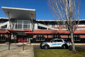Kelly Moyer/Post-Record
A Camas Police Department vehicle sits outside Camas High School March 30, 2023.