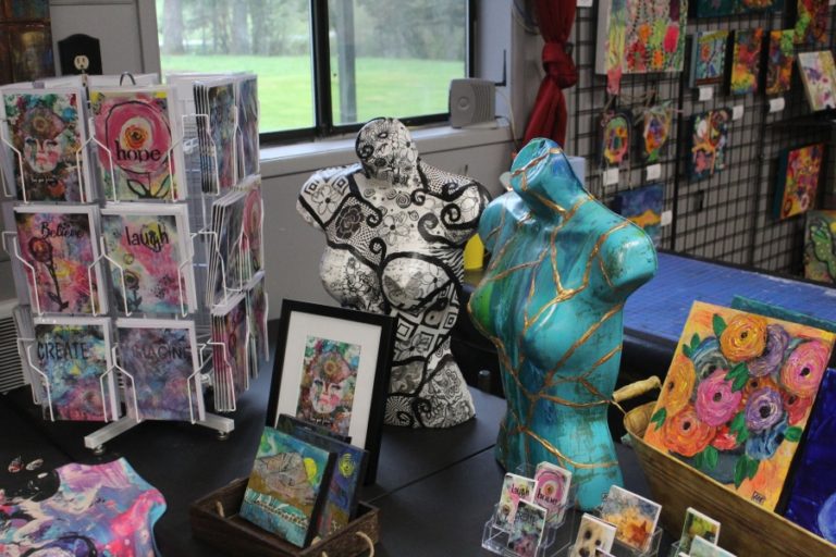 Doug Flanagan/Post-Record
Camas artist Angela Swanson displays some of her "Femme Unique" mannequin art series at the Adret Artist Collective studio in Washougal earlier this year.