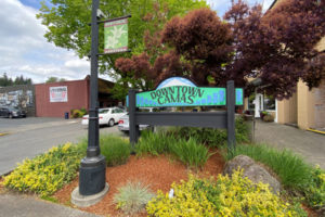 A sign welcomes visitors to downtown Camas in 2022. (Contributed photo courtesy of Downtown Camas Association)
