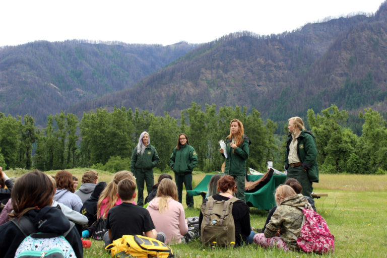 Canyon Creek Middle School students participate in the Friends of the Gorge "Explore the Gorge" program at Beacon Rock in June 2018.