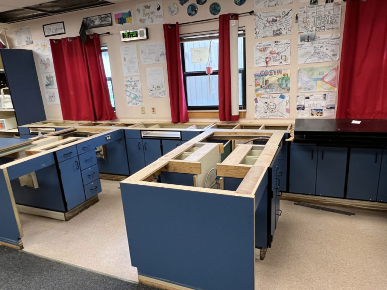Two lab rooms inside Camas' Skyridge Middle School sustained substantial water damage from burst pipes during a winter storm that blanketed the area in snow and ice over the three-day Martin Luther King, Jr. holiday weekend, Jan. 13-15, 2024. Camas School District Superintendent John Anzalone said this week that district administrators expect to reopen the two classrooms within one month.