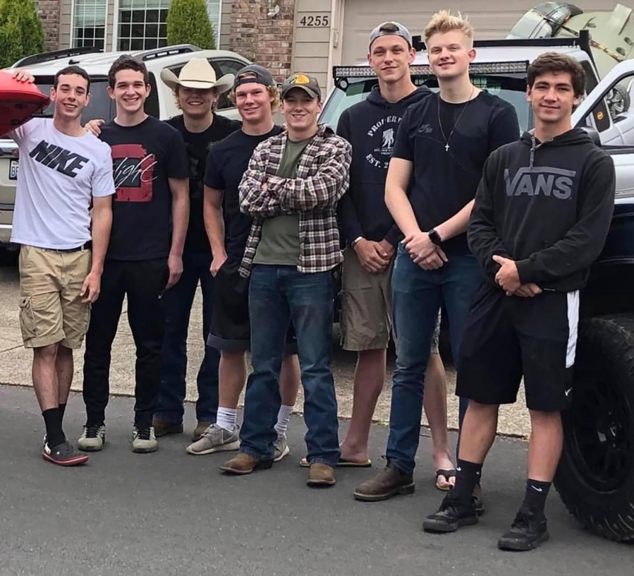 Contributed photo courtesy Lori Webb 
 Washougal High School graduate Alec Langen (far left) poses for a photograph with his friends.