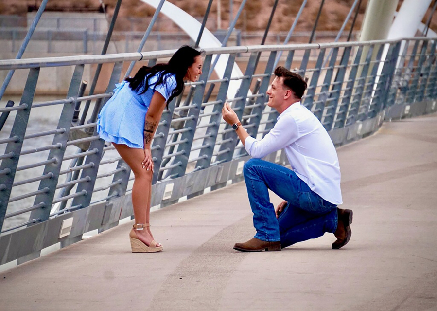 Contributed photo courtesy Max Churchman 
 Washougal High School graduate Alec Langen proposes to his girlfriend Casey in 2023.