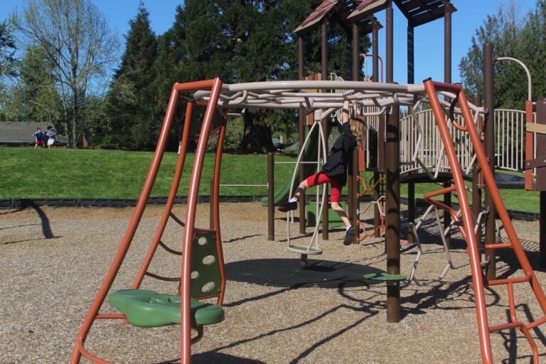 Children play at Hamllik Park in Washougal on April 18, 2024 (Doug Flanagan/Post-Record)