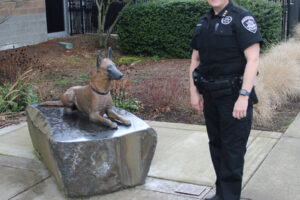 Washougal Police Chief Wendi Steinbronn stands outside the Washougal Police Station in March 2020. Steinbronn is set to retire Dec. 31, 2024. (Doug Flanagan/Post-Record files)